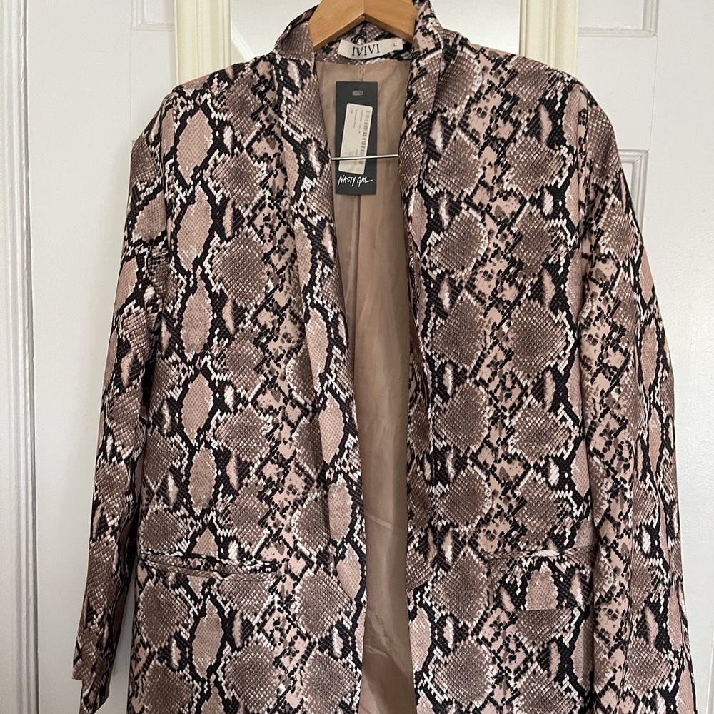 SNAKESKIN PRINT BLAZER NASTYGAL NEW